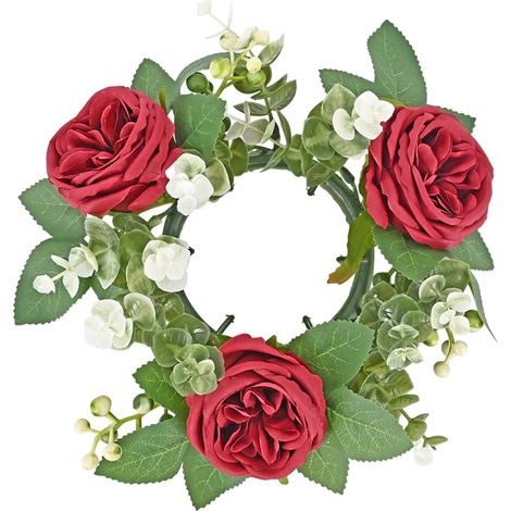 Couronne De Bougie - Couronne En Forme De Bougie À Colonne Avec Fleurs Artificielles - Pour Porte Décoration Intérieure Halloween Noël Mariage - Diamètre 20 Cm - 1 Pièce (1/5)