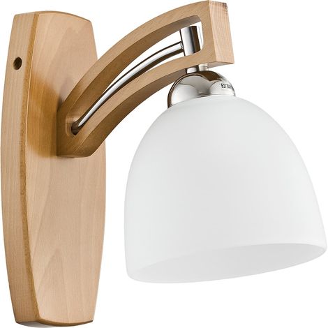 Applique murale classique bois clair verre E27 Alfa (1/2)