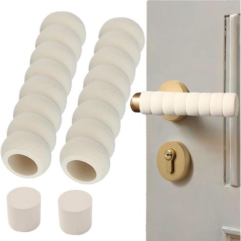 (Beige) Lot de 2 protections de poignées de porte anti collision en éponge spiralée pour enfants. Protection douce et résistante pour poignées de port