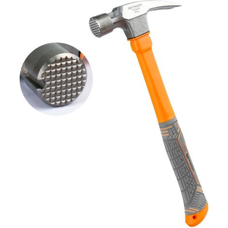 Marteau arrache-clous, Ultrixe, 630g, griffe de déchirure, Tête En Acier Au Carbone, Magnetique Arrache-Clous, pour Réparations Domiciliaires, Bricolage, Menuiserie, Orange (1/5)