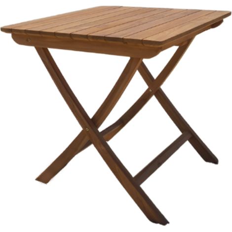 Table de jardin carrée 70x75 cm en teck naturel