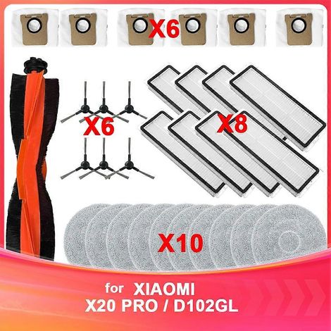 Filtre pour aspirateur brosse pour aspirateur Filtre de brosse pour aspirateur filtre de avec Xiaomi Robot Aspirateur X20 PRO / D102GL Aspirateur Main Roller Side Brosse HEPA Filtre Serpillière Cloth (1/5)