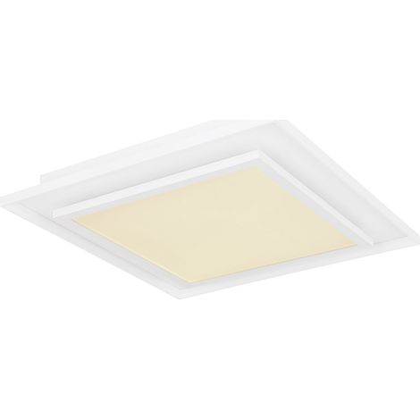 Plafonnier semi-encastré carré à LED intégré, LED blanche, intensité variable 2 700-6 500 K, télécommande
