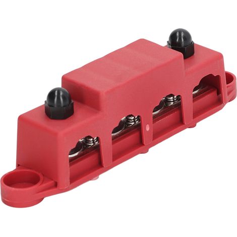 Blocco di distribuzione di alimentazione di sicurezza rosso a 4 perni da 3/8 di pollice per applicazioni nautiche e per camper, 12-48 V