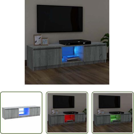 TV-Ständer mit LED - TV-Schrank mit LED-Leuchten Grau Sonoma 120x30x36 cm (1/5)