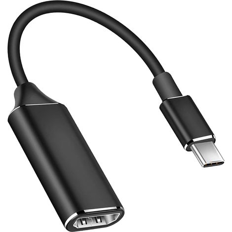 Adaptateur USB 3.1 Type C vers interface multimédia HD 4K 10 Gbit/s, câble noir 18 cm (7,1 pouces) (1/4)