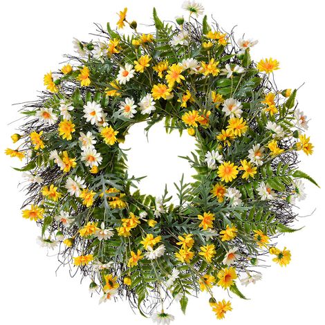 Couronnes de marguerites, fleurs artificielles pour la décoration de porte d'entrée, de fenêtre et de mur-AquaForge (1/5)