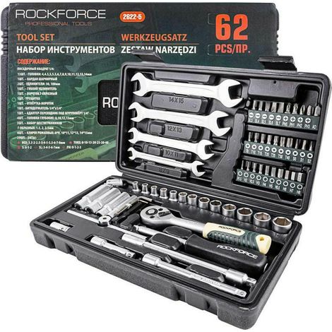 Rockforce 1/4"-Schlüsselsatz, 62-teilig (1/2)