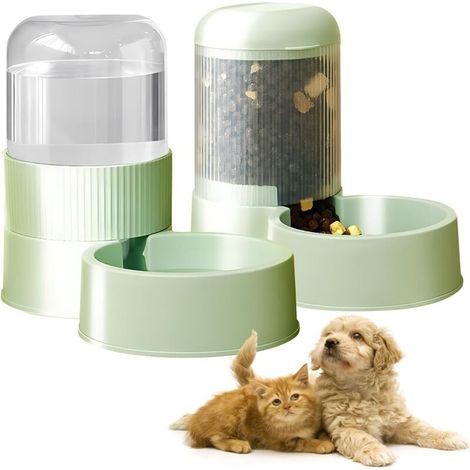 Distributeur Automatique de Nourriture et d'eau pour Chat et Chien, Distributeur Croquettes, Abreuvoir et Alimentateur, Distributeur Eau pour Petits et Grands Chiens, Chats (1/4)