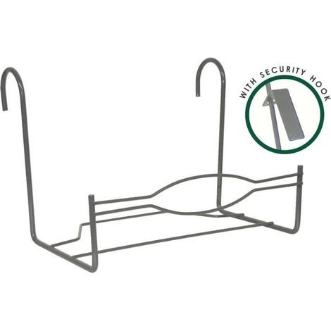 Soporte Balcón Grande - GARDEN ID - 35 x 18 cm Antracita - Ganchos Asegurados - Dimensiones Prácticas - Robusto