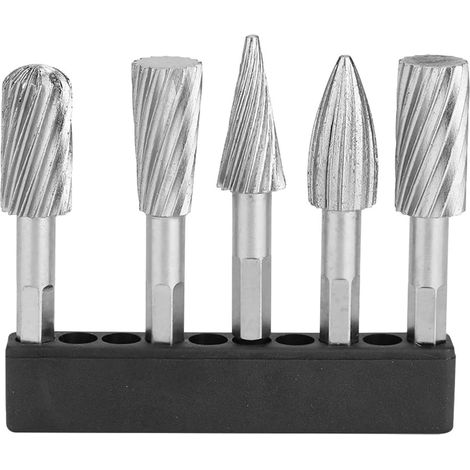 Outils rotatifs en fer aluminium , 5 pièces fraises bout de moulin acier à grande vitesse tige hexagonale 1/4 pouces pour le travail façonnage - (1/5)