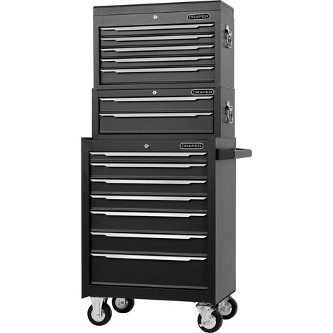 Draper 29455 Combined Roller Cabinet, Mid Tool Chest and Tool Chest, 14 Drawers, 26