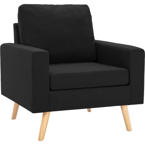Poltrona lounge di design e moderna con braccioli in tessuto nero DEC028658
