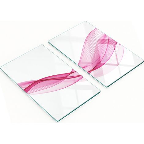 Tablas de cortar decorativas de vidrio templado con l铆neas rosas, 2x30x52 cm