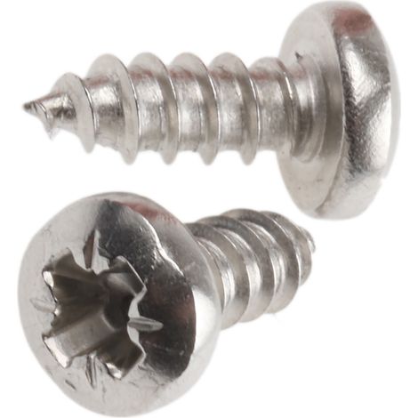 Vis autotaraudeuse RS PRO, N°6 x 9.5mm, tête Cylindrique, en Acier Inoxydable ( Prix pour Boîte de 100 )