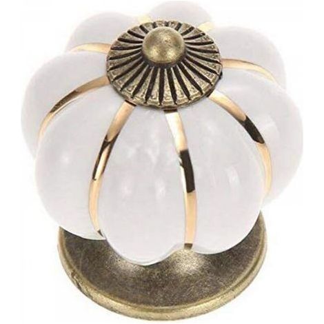 5pcs Potiron Poignée Bouton Armoire Meubles Bouton poignée Porte Meubles Boutons Céramique Porcelaine Fleur Meuble blanc (1/5)