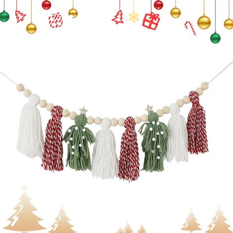 Guirlande De Noël Glands Fait Main Décoration Bohème avec des Perles en Guirlande De Sapin De Noël Pour Salle De Classe, École, Salle De Jeux, Dortoir, Bureau, Maison, Chambre, Portes, Mur (1/5)