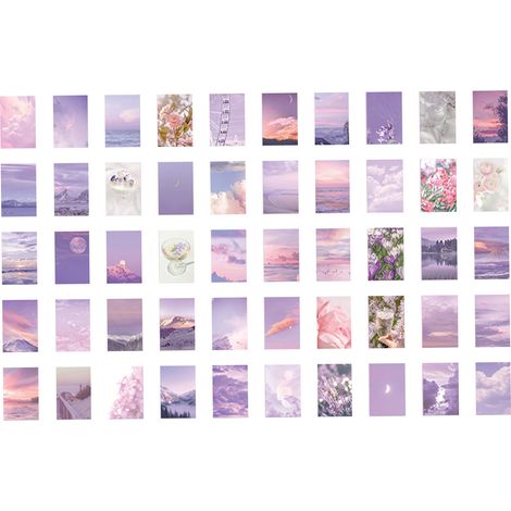 50 feuilles d'autocollants pour scrapbooking, motifs paysagers naturels, violets, pour agenda, journal et décoration.