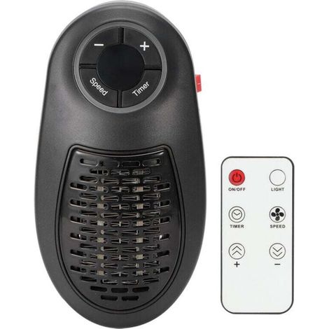 Mini chauffage domestique Télécommande Minuterie réglable 2 vitesses Réchauffeur d'air Silencieux Prise UE 220V