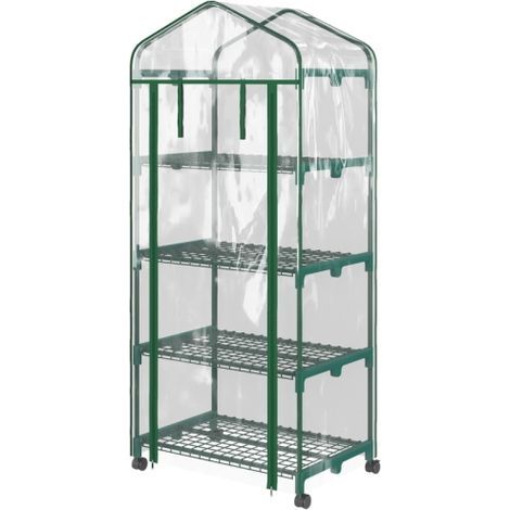 TAISHENGDA-Serre en plastique, serre, mini-serre, serre d'intérieur, châssis de culture, 4 étagères, 69 x 50 x 165 cm, transparent (1/5)