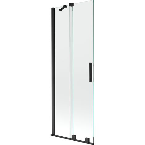 Mexen Velar 2-Flügel-Badewannenwand Regulierbare 70 x 150 cm, transparent, Schwarz - 896-070-000-01-