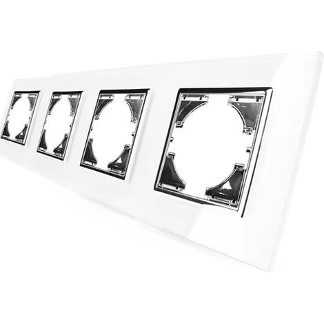 Interrupteur encastré - Interrupteur horizontal en verre blanc, 4 éléments, design moderne et élégant, installation facile et utilisation intuitive.