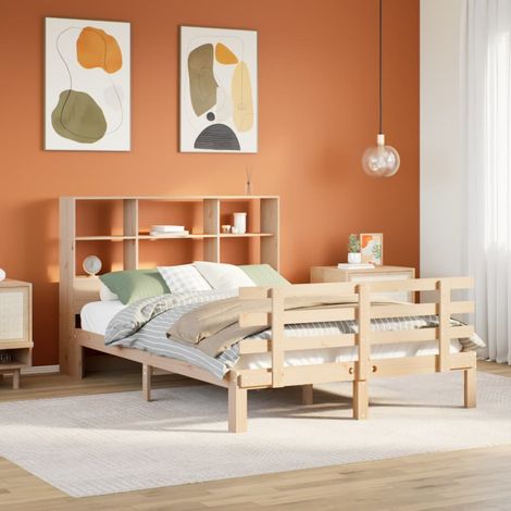 Bookcase Bed without Mattress 150x200 cm King Size Solid Wood Pine vidaXL (1/5)