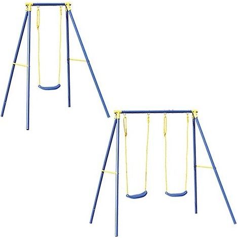 Altalena 1 Posto Bambini Blu Metallo Zincato Altezza 182 Giochi Estate Max 50kg
