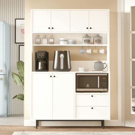 Buffet cuisine blanc avec niche micro-ondes L 120 cm JENA