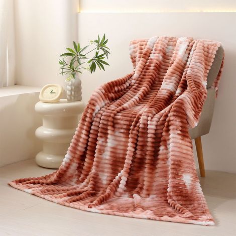 Couverture En Velours Corail - 150 x 200 cm - Coton - Orange - Pour Canapé Lit Bureau - 1 Pièce (1/5)