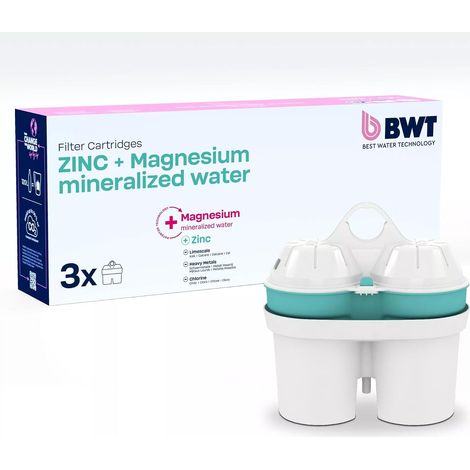 Cartouches ZINC & MAGNESIUM - Pack de 3 Pour filtres à eau Réduit le calcaire, le chlore, le plomb et le cuivre A partir d'une dureté de l'eau de 26,7 °f Minéralise l'eau Meilleur goût (1/5)