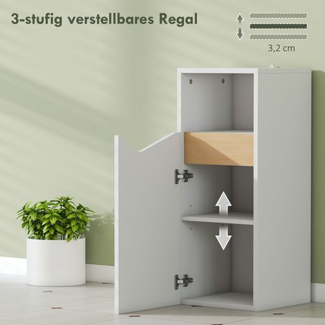 Meuble de salle de bain étroit avec étagères réglables et compartiment ouvert 30 x 30 x 71,5 cm Blanc (1/5)