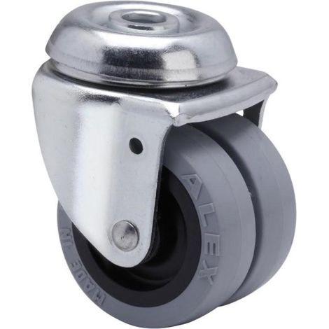 rueda giratora agujero m10 20ir50-pgi poliamix-goma gris (doble) eje liso (1/2)