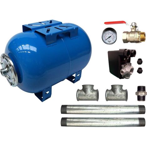 Aquasystem – Surpresseur eau horizontal 80l – Pression max 10 bars – Pressostat 230V réglable – Manomètre axial – Compatible pompes immergées et de surface (1/7)