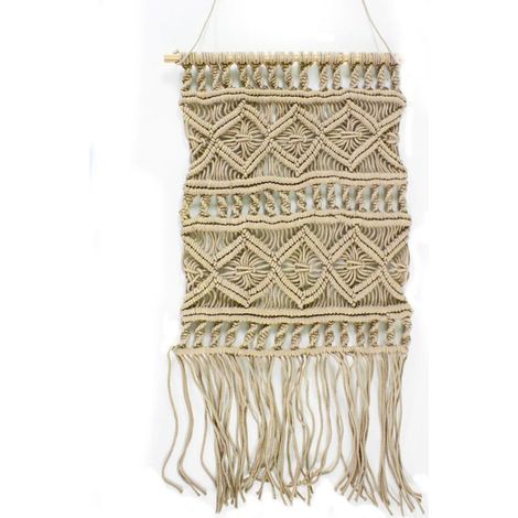 MACRAME - Suspension en coton tressé rose nude 45x50 (1/3)