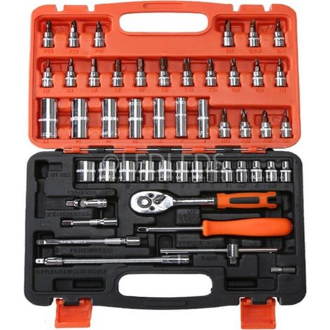 Jeu De Clés à Douilles Avec Cliquet 53 Pièces Chrome Vanadium En Coffret