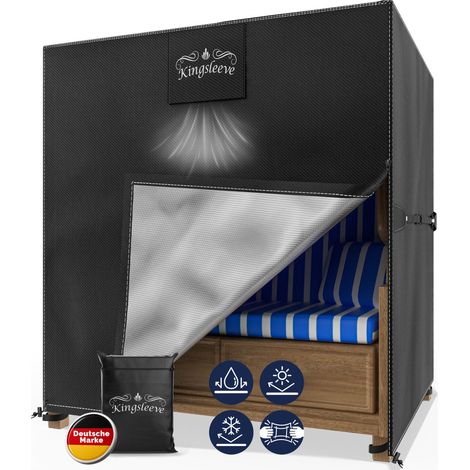 Kingsleeve® Strandkorb Schutzhülle Winterfest Strandkorbhülle Wasserdicht UV-Beständig Abdeckung Abdeckhaube für Strandkörbe 120x90xH160/140cm (1/5)