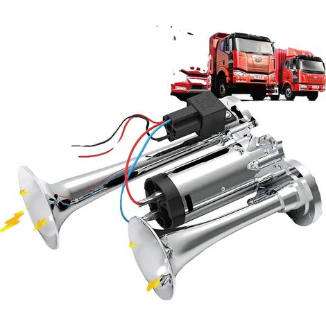 Fischietto ad aria compressa, livello sonoro 600 dB, compatibile con sistemi a 12V, design a doppia tromba, facile installazione, resistente lega di zinco-alluminio. (1/5)