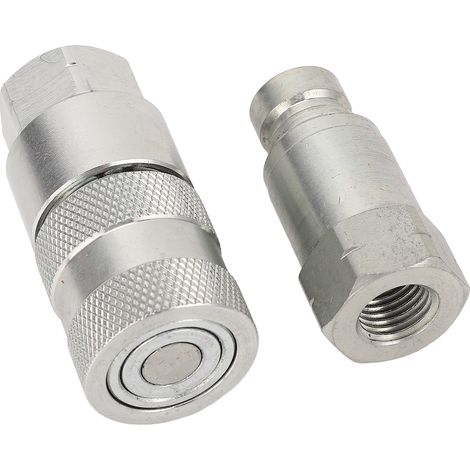 2 raccords hydrauliques rapides à face plane 1/4 NPT, coupleurs haute pression pour excavatrice ISO16028, avec capuchons, lot de 2 (1/5)