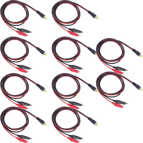 Câble de test double pince DC 3,3ft 10pcs, noyau cuivre, adaptateur électrique pour charge de batterie, mâle DC. (1/5)