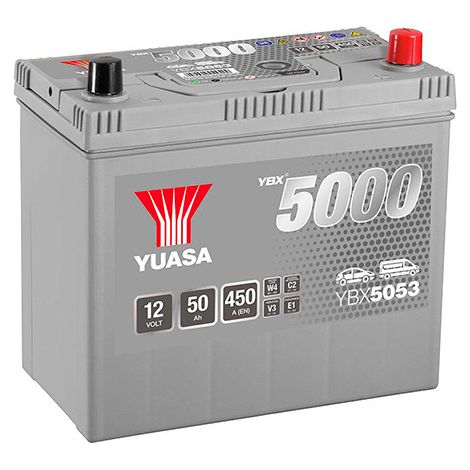 Yuasa – Batterie voiture 12V 50Ah 450A – Plomb Calcium sans entretien – Technologie Silver – Borne européenne et japonaise