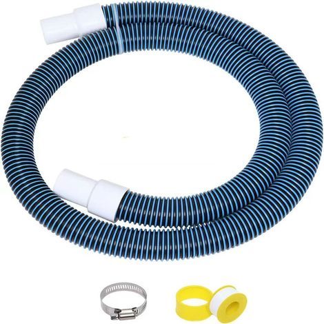 Schwimmbad-Saugschlauch, zweifarbiger EVA-Schlauch, blau-schwarzer Schwimmbad-Saugschlauch, Gewindeanschluss, robuster 1,5 Meter Saugschlauch. (1/4)