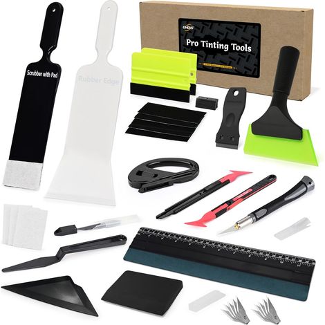 Film Teinte Vitre Voitures Ensemble D'outils, Emballage De Installer L'outil Fenêtre Teinte De Film, Comprend Bulldozer Squeegee, Raclette Feutrine, Cutter et Raclette en Silicone (1/5)