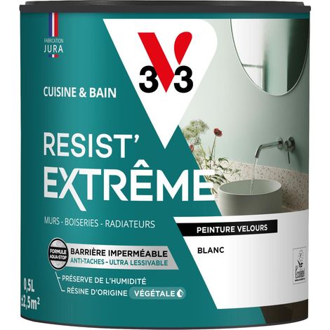 Peinture multi-supports Cuisine & Bain Resist'Extrême® V33 Blanc satin 0,5L (1/4)