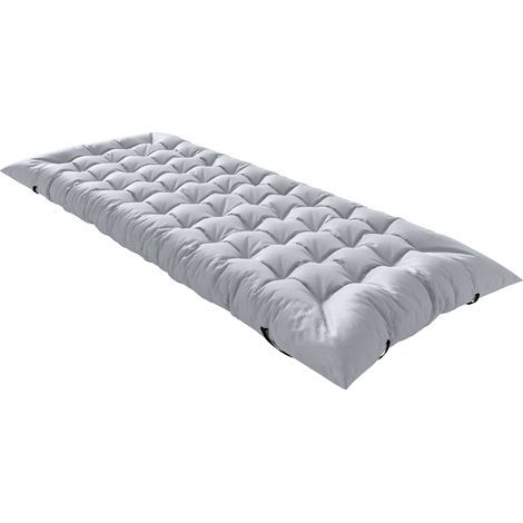 Matelas de camping pliable, tapis de couchage 7,6 cm d'épaisseur, avec quatre sangles élastiques aux coins, gris clair (1/5)