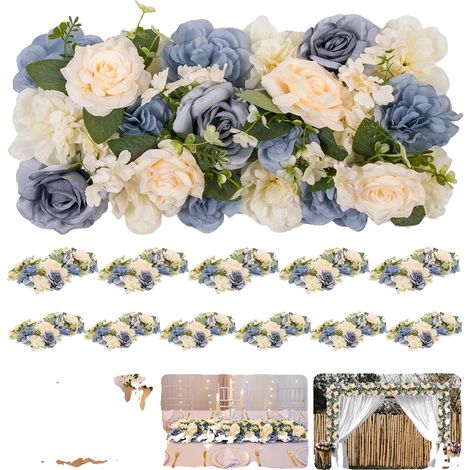 Guirlande de Fleurs Artificielles, Design Réaliste, Utilisation Polyvalente, Champagne Bleu (1/2)