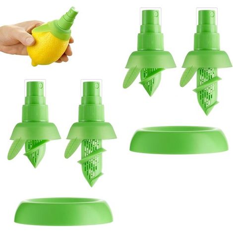 VVGoods – Manuelle Zitronenpresse, 4er-Set – Grüne Zitronenpresse – Zitronensprüher – Zitruspresse für frisch gepressten Saft (1/5)