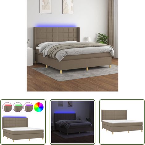 vidaXL LED-Streifen -  Boxspringbett mit Matratze & LED Taupe 180x200 cm Stoff (1/5)