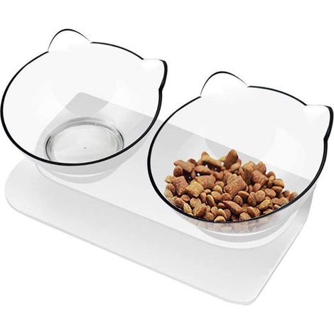 Gamelle pour Chat, Double Gamelle Chat Surélevée, Inclinable à 15° Bol pour Chat, Bol pour Animaux de Compagnie, Gamelle pour Chat Disponible pour Les Chats et Les Chiots (1/5)