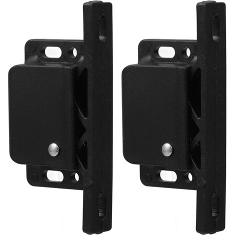 Ensemble de Loquets de Porte D'armoire de Camping-car Noir en Abs avec Installation Facile, 2 Sets Comprenant 8 Vis et 10 Adhésifs Double-face pour Maison et Bureau (1/5)